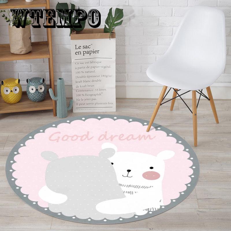 Round Cartoon Animal Baby Play Mat Newborns Nap Mat Playing Crawl Carpet Rugs