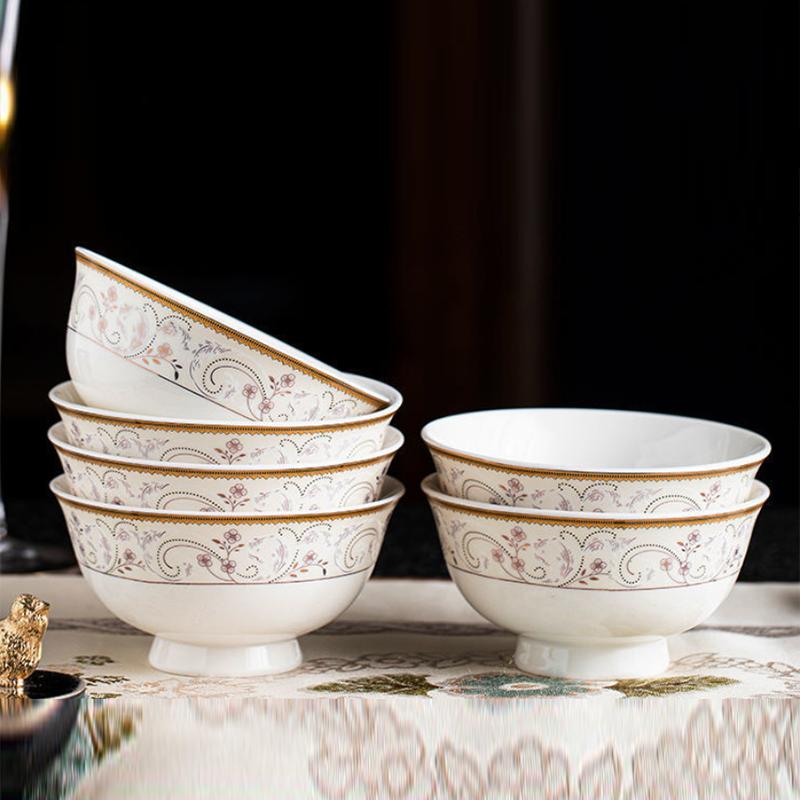 Jingdezhen Household Rice Bowl Ceramic Bowl Set Eating Bowl Small Bowl Japanese Tableware Bowl Ceramic Tableware