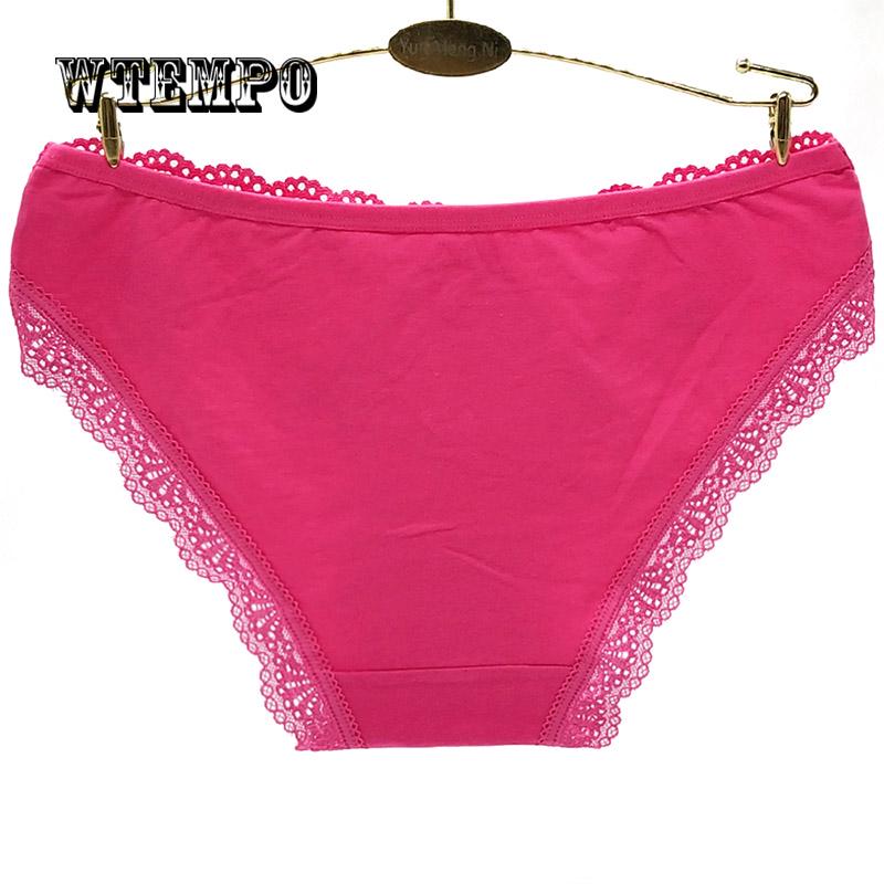 WTEMPO 6 Pcs/Lot Woman Intimate hot lace underpants Brief Soft Cotton Women thongs Panties Low Waist