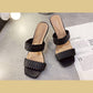 High-heeled Slippers Women's Summer Wear Fashion Woven Sandals Bohemian Ethnic Style Crystal Thick Heel Women's Summer Wear