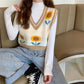 Print Knitted Sweater Women Elegant Pullovers Women Winter Loose Long Sweaters Streetwear Sweaters