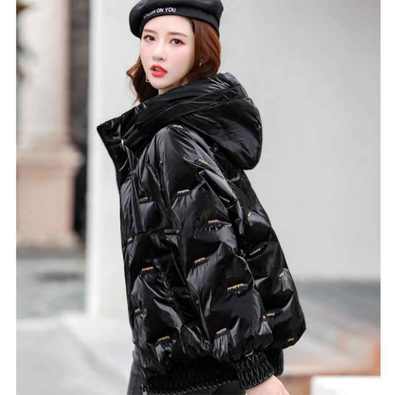 Bright Face Down Cotton Padded Clothes Short Loose Thickened Warm Coat Women's Korean Hooded Down Jacket Quilted Jacket