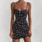 Women Backless Dress Boho Floral Frinting  Short Mini Dress Summer  V-Neck Party Holiday Leisure Beach Dress