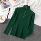 Women Half Turtleneck Knitwear Jumper Bottoming Blouse Zipper Solid Color Pullover Sweater