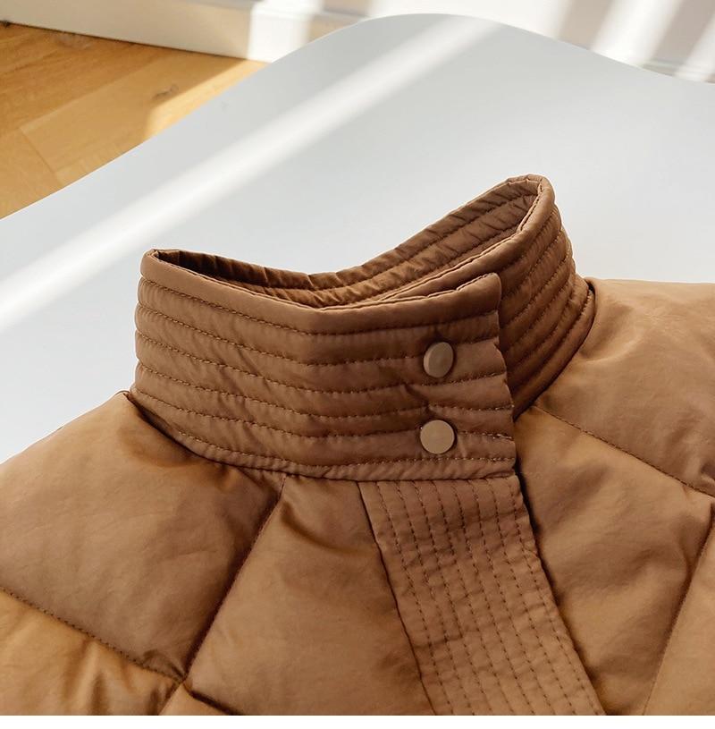 Winter New Korean Style Long Cotton-padded Coat Women's Casual Stand-up Collar Argyle Pattern Oversized Parka Chic Jacket