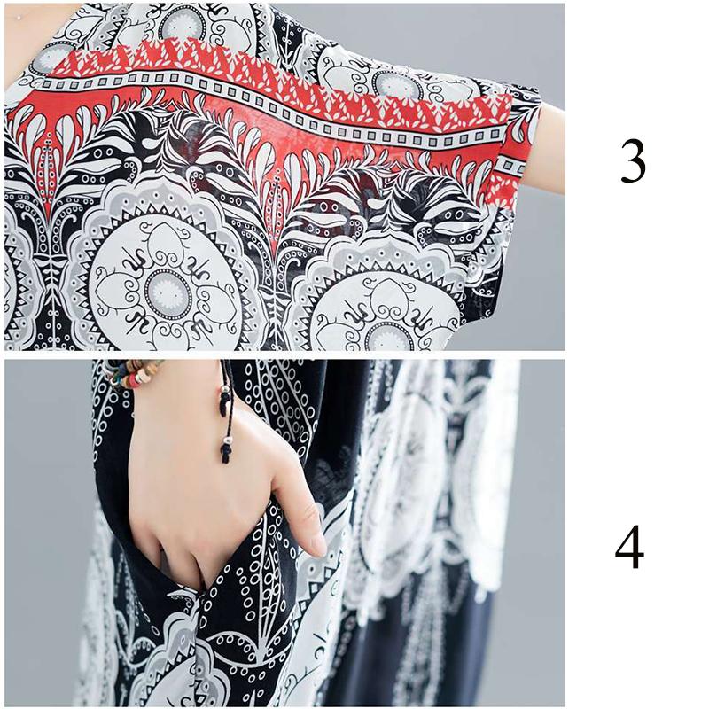 WTEMPO Plus Size Dress Summer V-Neck Long Dress Casual Bohemia Long Robe Full Length Women Dress