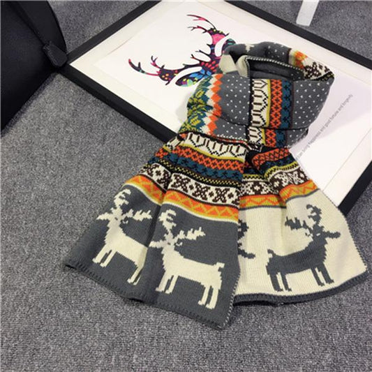 birthday present Winter warm Christmas gift Christmas dress up scarf Woman elk pattern Long scarf