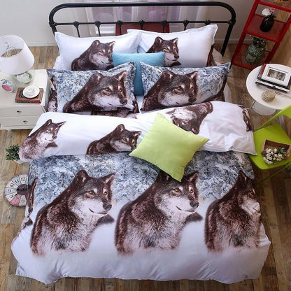 WTEMPO Wolf Bedding Sets 3D Bedclothes Duvet Cover Sets Bed Linen Bed Sheet Set Bed Sheet Queen Size