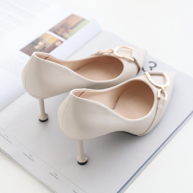 Soft Leather High-heeled Shoes Female Students Stiletto Spring  Autumn Fashion All-match 5cm Single Shoes Women
