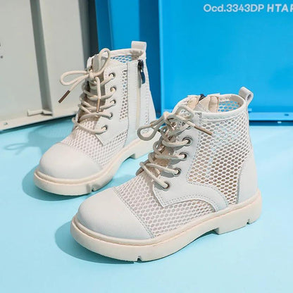 Girls' Shoes Girls' Short Martin Boots Spring Summer Breathable Net Boots Foreign Style Spring Single Leather Boots
