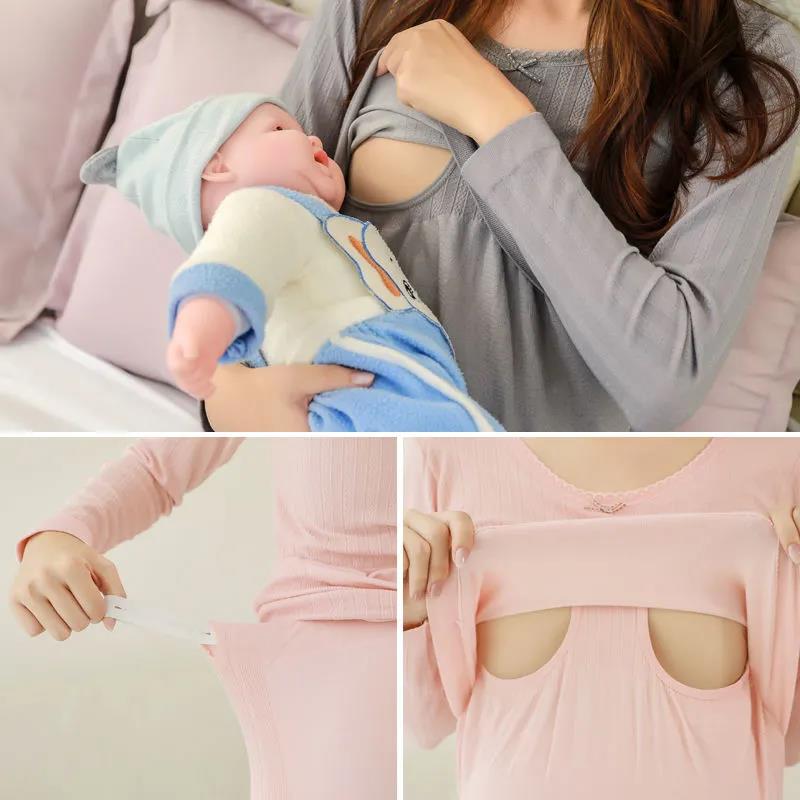 Pregnant Women's Suit Warm Underwear During Pregnancy Pregnant Women's Postpartum Breast-feeding Clothes Maternity Clothes Cotton Sweater