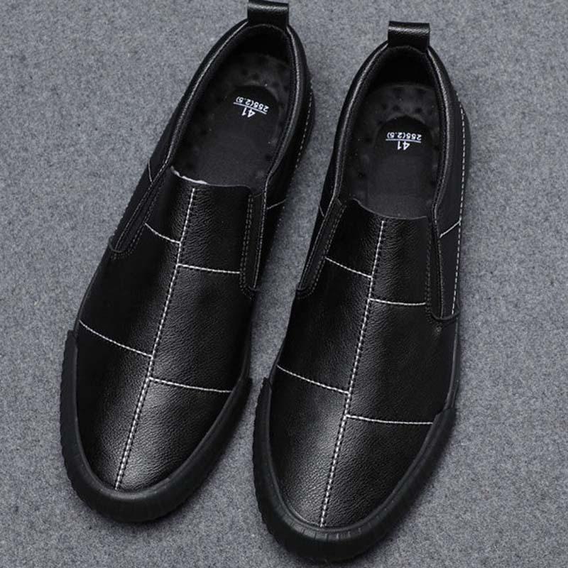 Plus Size 38-44 Summer Men Leather Sneakers Comfortable Deodorant Running Basketball Shoes Breathable Shockproof Non-slip Black Shoes
