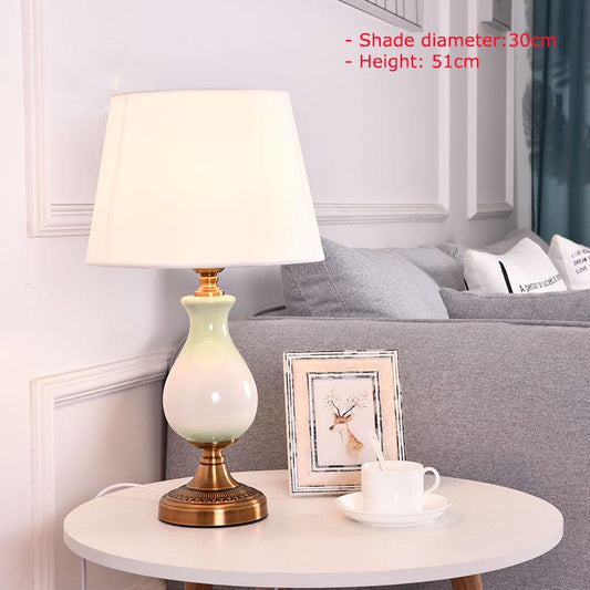 French Rustic Desk Light Fabric Lampshade Princess Room Deco Table Lamps Bedroom Lighting Fixtures
