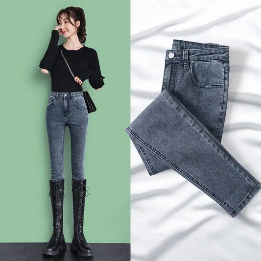 Stretch High-waist Jeans Women's Small Feet Pants Spring and Autumn Fashion Trends