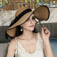 Women's Foldable Summer Straw Hat Bow Ribbon Beach Hat Big Brim Sunscreen Cap Sunshade Sun Hat Vacation All Match Hat
