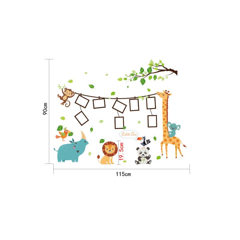 [Wall sticker ]Giraffe Panda Animal Photo Tree Frame Art Wall Stickers For Kids Rooms Kitchen Nurser