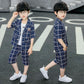 Boys' Suits Short-sleeved Spring Summer Host Catwalk Shows Children's Casual Boys Flower Girl Dresses Children's Suits Men
