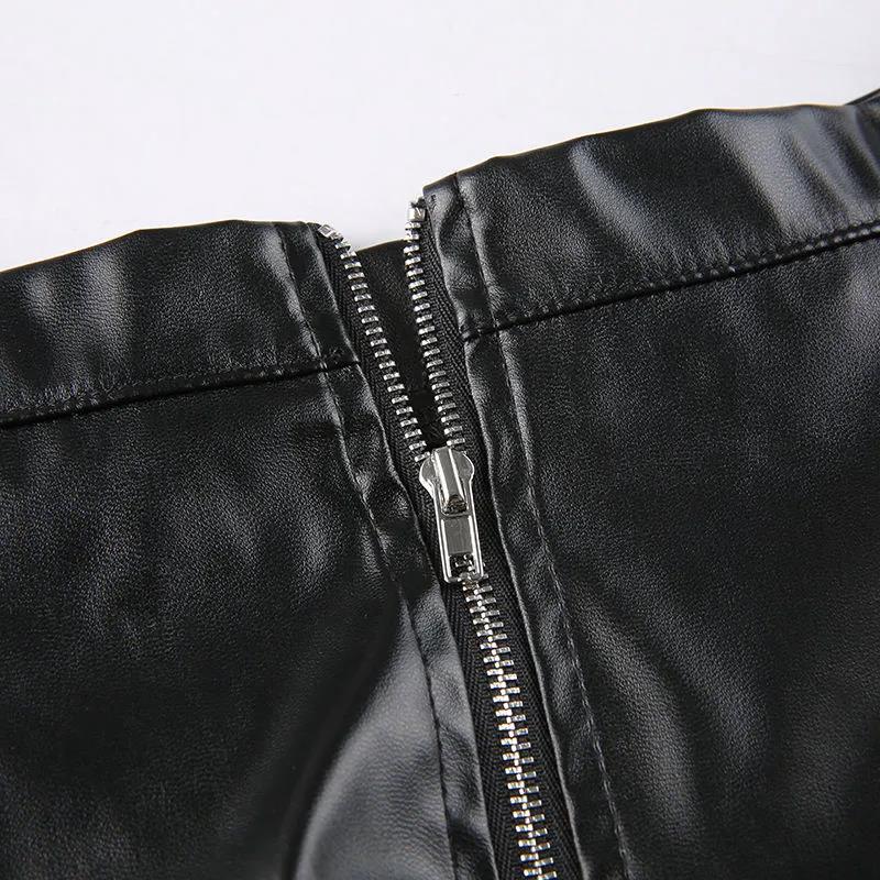 Lace-up Leather Skirt Women's PU High Waist Bow Knot Slim Fit Pleated Skirt Spring and Summer Women's Clothing