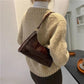 Exquisite Shopping Bag Niche Underarm Bag Women Retro Casual Women's Shoulder Bag Crocodile Grain Leather Solid Color Women's Chain Handbag