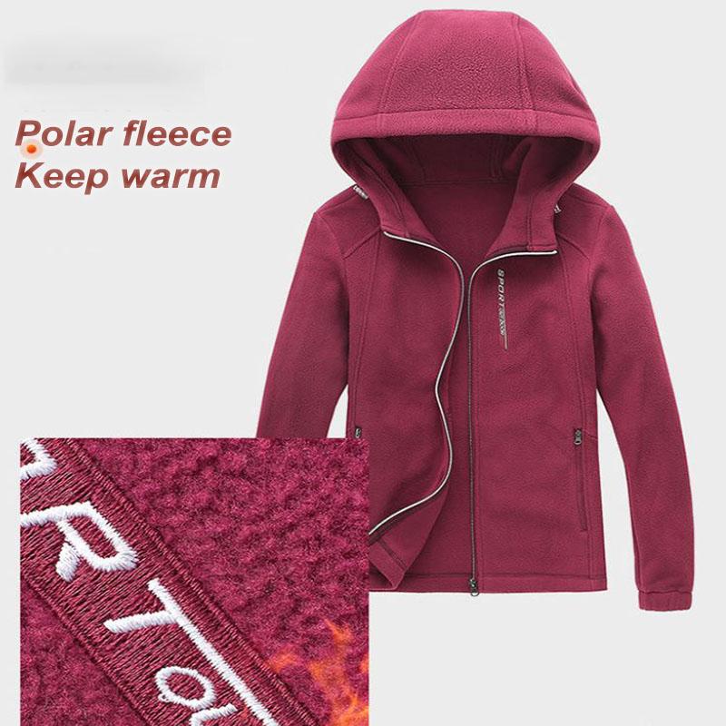 Outdoor Ladies Fleece Jacket Winter Thickened Warmth Casual Mountaineering Hooded Zipper Jacket Suitable for Women