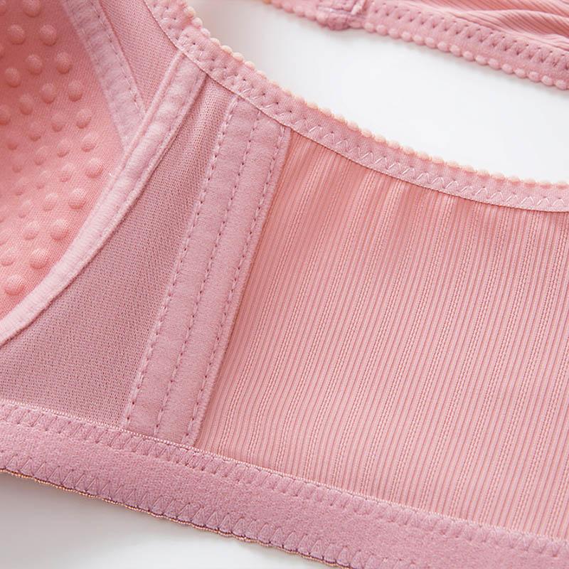 Female Vest Thin Mold Cup Anti-glare No Steel Ring Large Size Side Gathering Soft Cotton Comfortable Breathable Fashion Pendant Simple Natural Bra