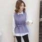 Spring and Autumn Loose Solid Color Vest Sleeveless Knitted Lace Sweater Fashion Women's Top