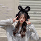 Women's Winter Soft Cute Rabbit Ear Bowknot Sequins Earmuffs Warm Cycling Ear Protection Windproof Antifreeze Plush Ear Pad Cover Rabbit Ears Earflap