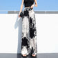 Color Striped Wide-leg Pants Ladies Summer High Waist Loose Thin Ice Silk Straight and Thin Casual Mopping Trousers