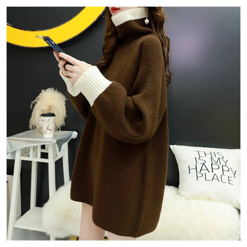Thick Sweater Women's Turtleneck Long Sleeved Loose Pullover Korean Knit Top Autumn Winter