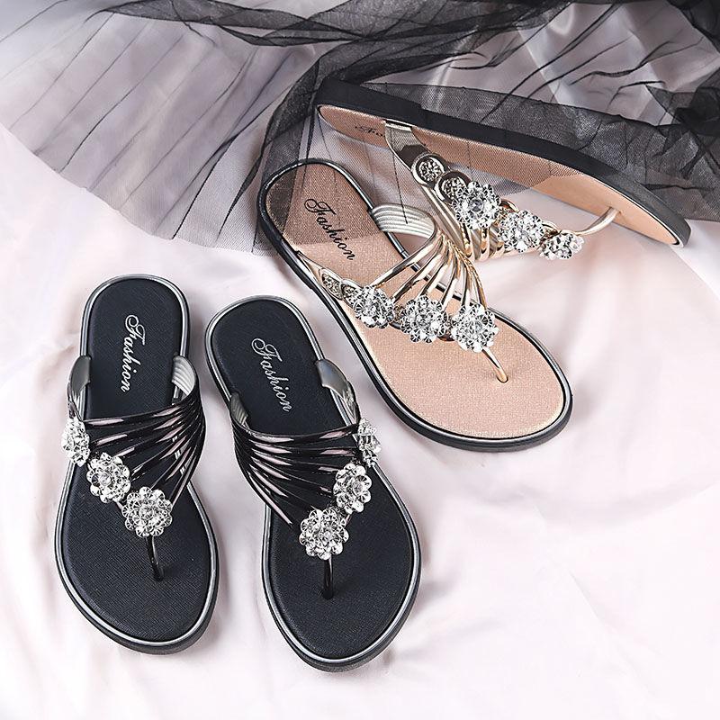 Slippers  Women's Outer Wear  Ladies Fashion  All-match Flip-flops  One-word Slippers  Outing Shoes  Summer Beach Shoes