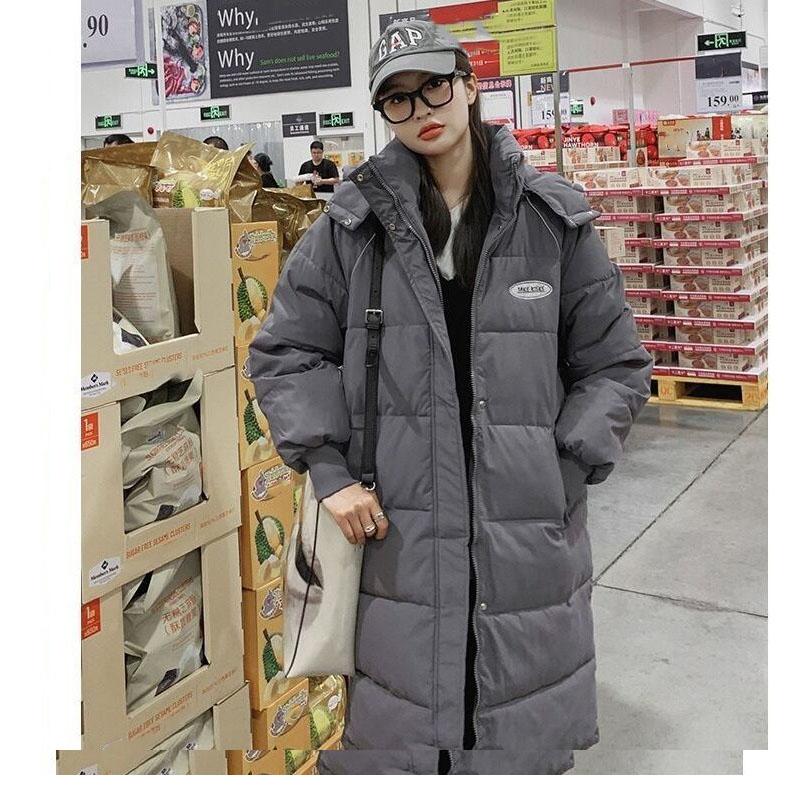 Down Padded Jacket Women Winter Thick Mid-length Padded Jacket Korean Casual Hooded Cotton-padded Jacket Bread Jacket