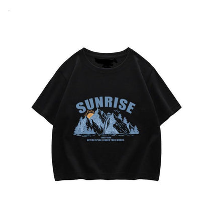 Pure Cotton Short Top Summer Casual Thin Section Loose Solid Color Printing Fashion Short-sleeved T-shirt Women