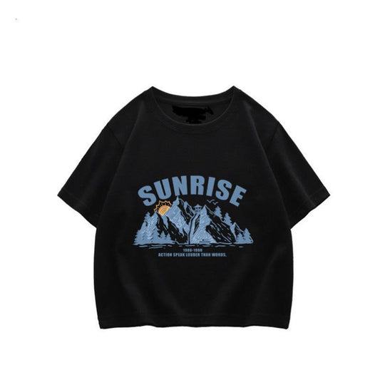 Pure Cotton Short Top Summer Casual Thin Section Loose Solid Color Printing Fashion Short-sleeved T-shirt Women