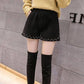 Gold Velvet Short Pants Women's Autumn and Winter Outer Wear Pants High Waist Wide Leg A-line Loose Pearl Woolen Pants
