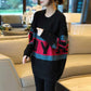 Autumn/winter Fashion Striped Bottoming Shirt Mid-length Loose-fitting Outer Sweater Long-sleeved Splicing Color Top Coat
