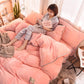 4pcs  Home Textile  Solid Color Bedding Set Bed Linings Duvet Cover Bed Sheet Pillowcases Cover Set