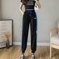 WTEMPO Stitching Stripes Sport Pants Elastic Waist Joggers Casyal Women Long Sweatpants Loose Casual Solid Color Baggy Trousers