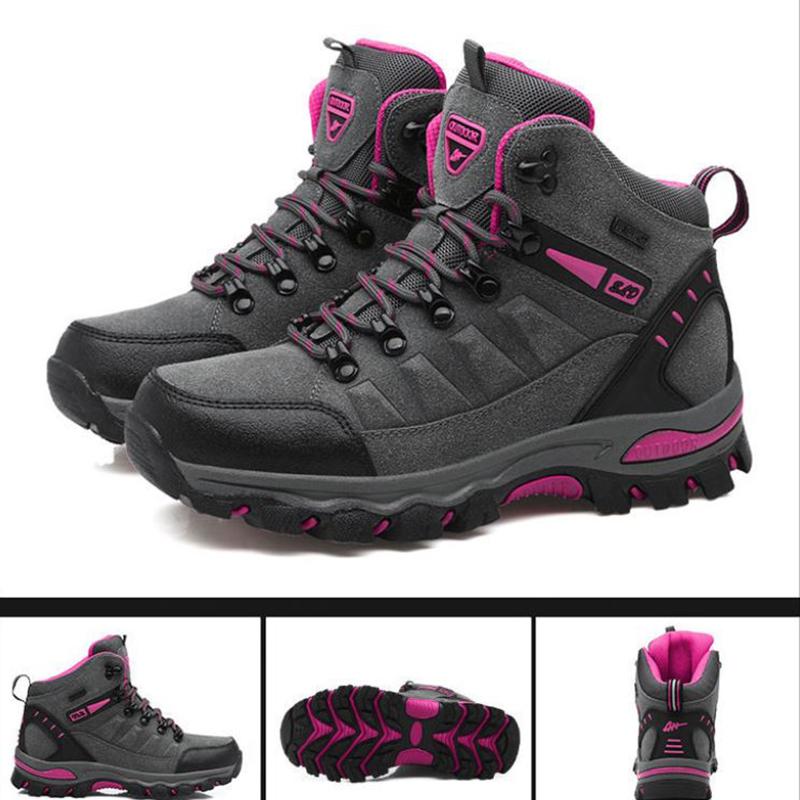 Winter Women's Outdoor Hiking Shoes High-top Waterproof and Windproof Sports Shoes Non-slip Wear-resistant Hiking Shoes Large Size Women's Shoes
