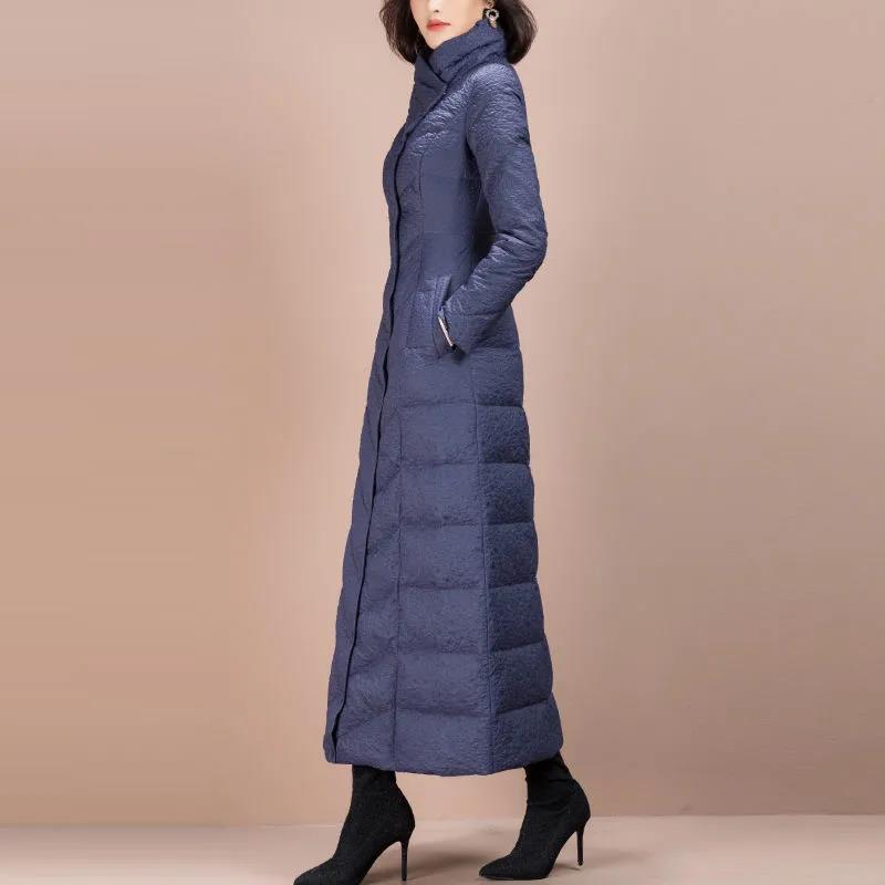 Women's Winter Korean Loose Quilted Coat Warm Stand-collar Down Jacket Women's Solid Color Patent Leather Long Down Jacket