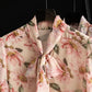 Women's Spring and Autumn Chiffon Print Loose Shirt Bow Long Sleeve Top