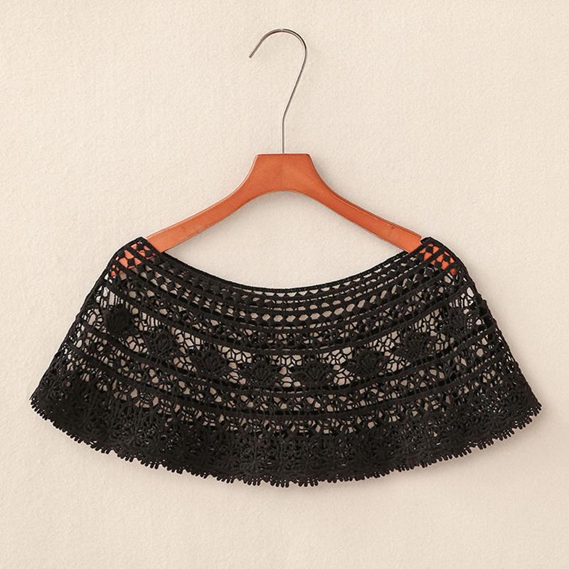 WTEMPO Summer Thin Sunscreen Solid Color Knotted Neckties Hollow Lace Shawl  Versatile  Pair with Dress
