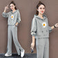 Suit Cotton-containing Leisure Sports Suit Hooded Long-sleeved Hoodie Wide Leg Pants Two-piece Women's Loose Suit Casual Wear