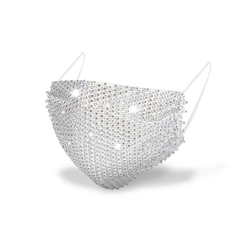 Women's Crystal Rhinestone Decorative Mask Luxury Diamond Face Mask Elastic Adult Masks Rhinestone Mask Steetwear Facial Mouth Mask