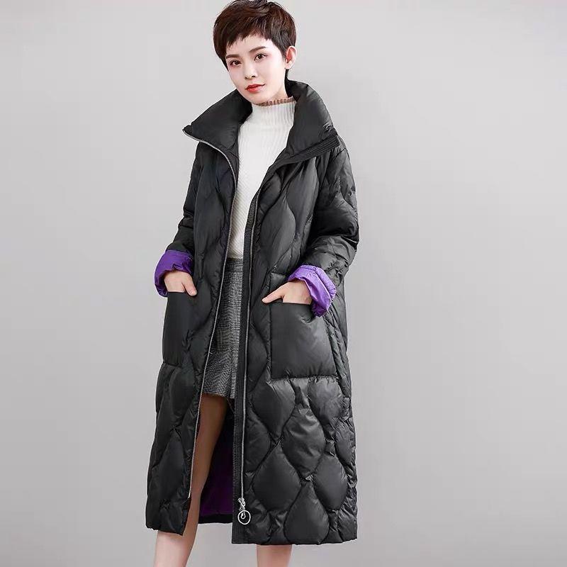 Stand-up Collar Down Jacket Women Slim Thick Loose Over The Knee Long Coat