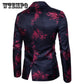 Mens Fashion Wedding party  Print Blazer Plus Size Casual Male Slim Fit Suit Jacket