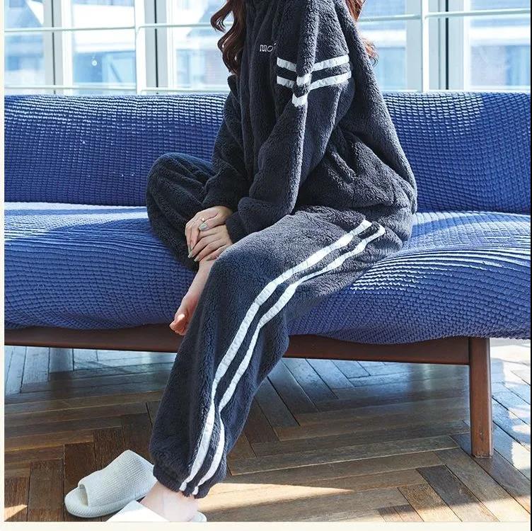 Lamb Plush Suit Autumn and Winter Women's Thickened Plus Velvet Sports Jacket Casual Trousers Two-piece Suit