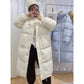 Korean Version of Simple and Versatile Small Hooded Down Jacket Women's Long Over-the-knee White Duck Down Warm and Thin Coat In Winter