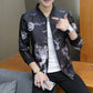 Men's Spring and Autumn Jacket Coat Wolf Printing Casual Jacket Coat Slim Baseball Uniform Sports Top Outerwear