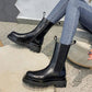 Martin Boots Women Autumn Winter Elastic Mid-tube Boots Thick-soled Boots Single Inner Side Zipper Boots Women