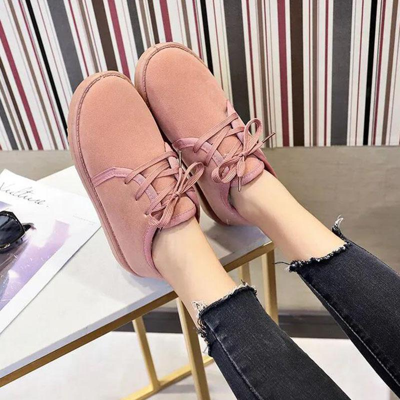 Plus Velvet Thick Cotton Shoes To Keep Warm In Autumn and Winter Home Snow Boots Women's Lace-up Bread Shoes